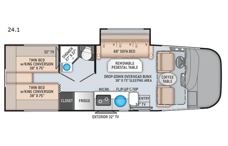 Representative floor plan provided by a trusted RVshare partner.