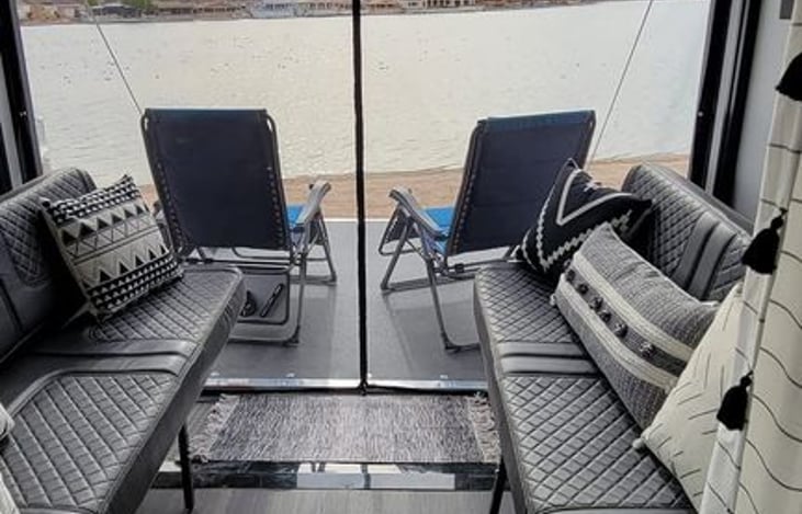 Deck view from inside with mosquito net