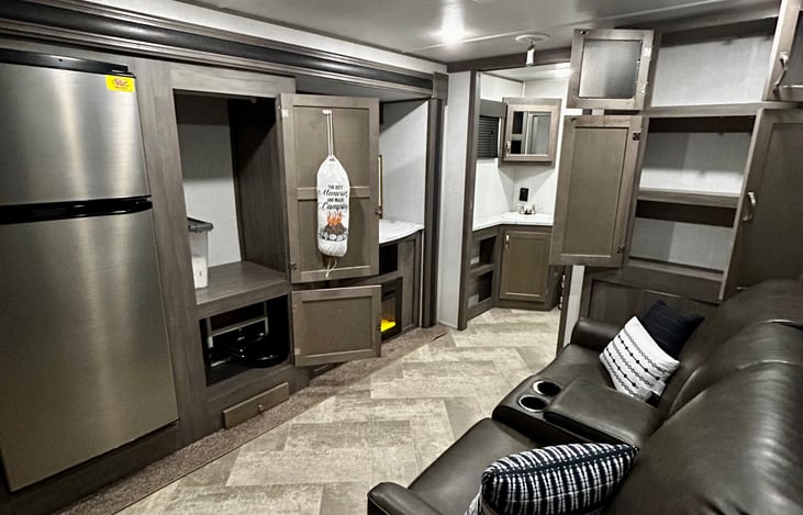 Lots of storage in the living room space