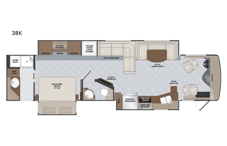 Representative floor plan provided by a trusted RVshare partner.