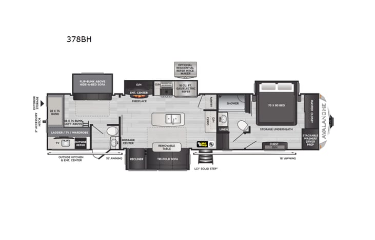 Representative floor plan provided by a trusted RVshare partner.