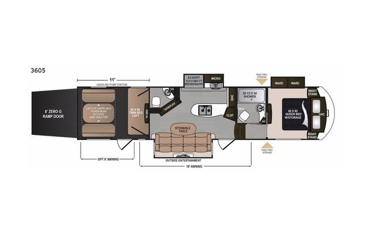 Representative floor plan provided by a trusted RVshare partner.