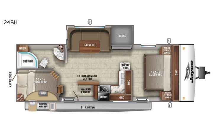 Representative floor plan provided by a trusted RVshare partner.