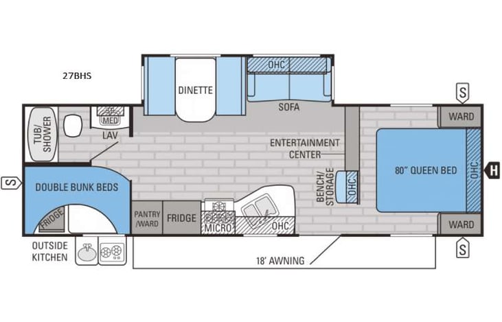 Representative floor plan provided by a trusted RVshare partner.