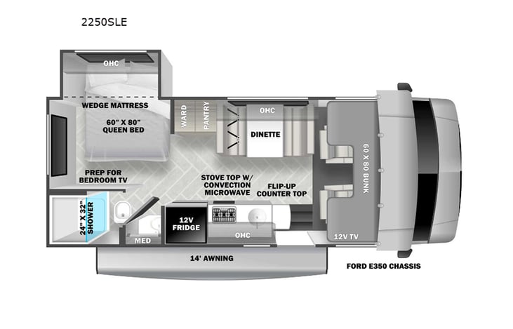Representative floor plan provided by a trusted RVshare partner.