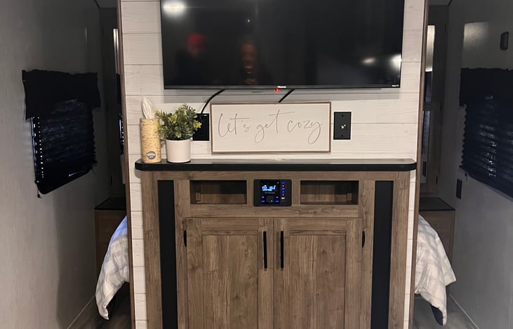 First of two smart TVs located in the living room.