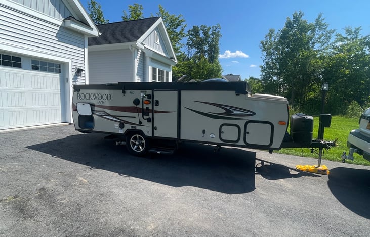 Folded down for towing.