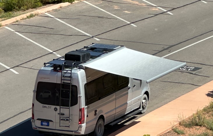 Awning pulled out in Arches National Park