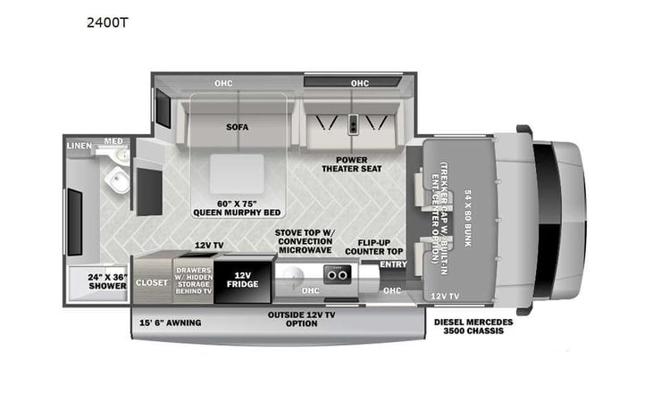 Representative floor plan provided by a trusted RVshare partner.