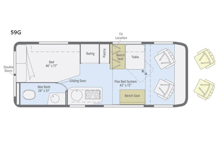 Representative floor plan provided by a trusted RVshare partner.