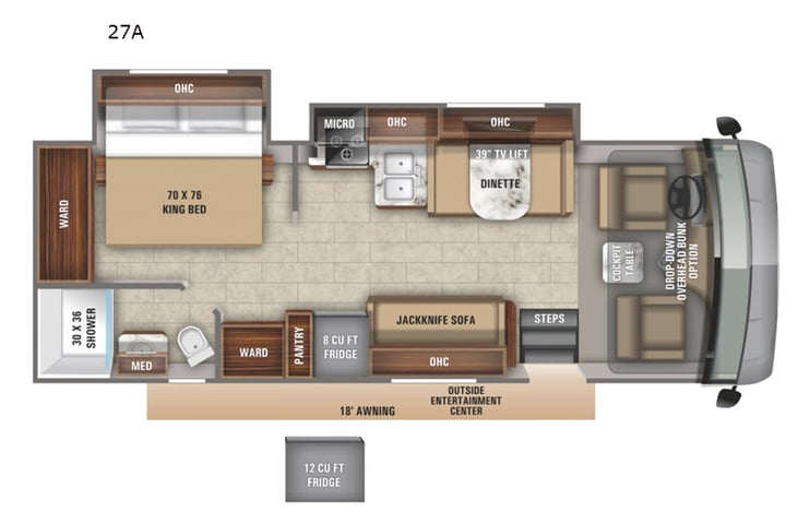 Representative floor plan provided by a trusted RVshare partner.
