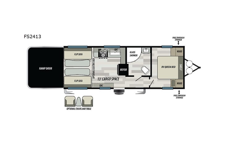 Representative floor plan provided by a trusted RVshare partner.