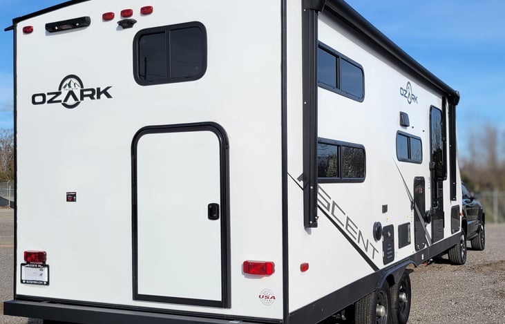 Back door for easy toy storage. Will easily fit bicycles, scooters, kayaks or camping gear.