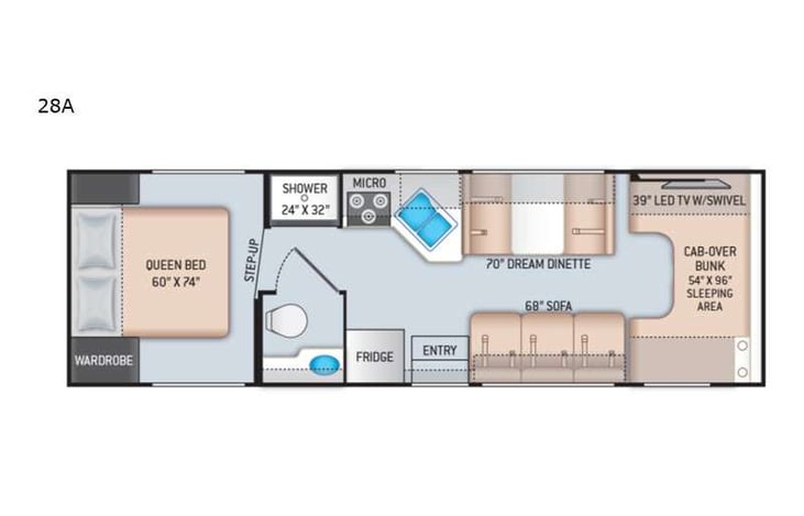 Representative floor plan provided by a trusted RVshare partner.