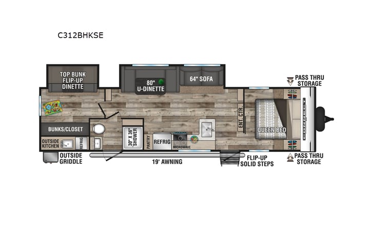 Representative floor plan provided by a trusted RVshare partner.