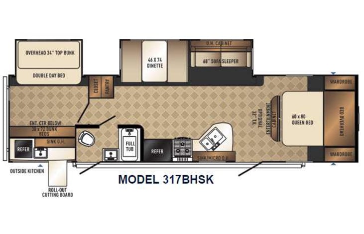 Representative floor plan provided by a trusted RVshare partner.
