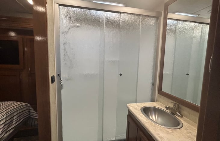 Master Bath shower and sink.