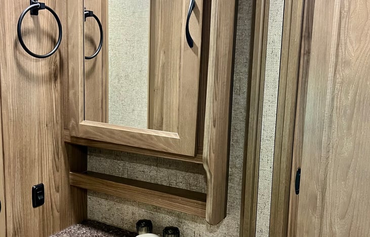 Over sink mirror and medicine cabinet