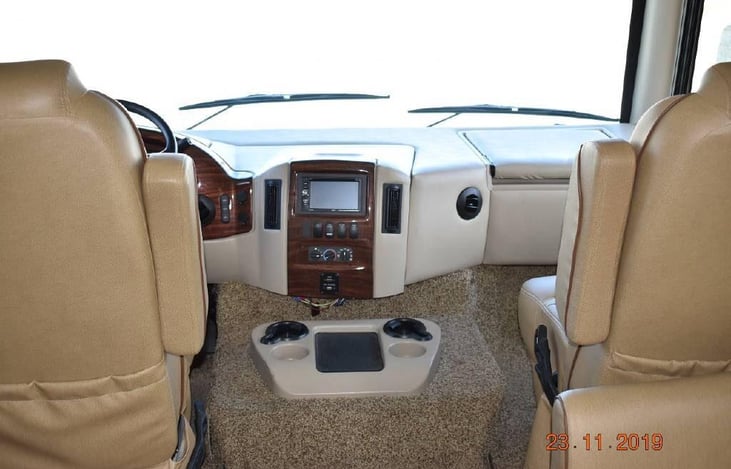 Captain seats are comfy to drive and turn towards living area for more comfortable seating options
