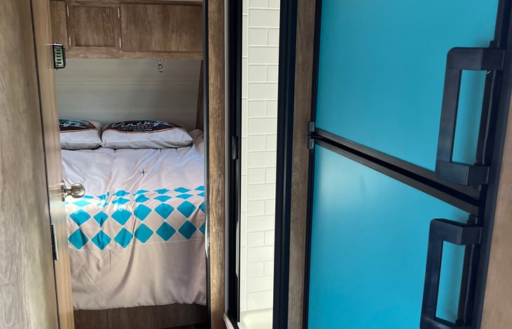 Fridge with optional view to bedroom, privacy divider also an option here.