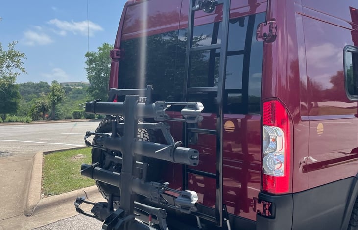 Optional, add-on 4-bike rack mounted to rear hitch.