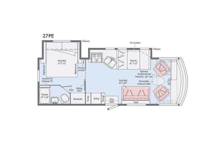 Representative floor plan provided by a trusted RVshare partner.