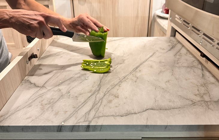 Hide-away food prep station