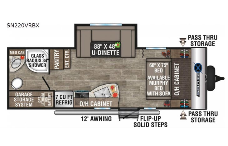 Representative floor plan provided by a trusted RVshare partner.