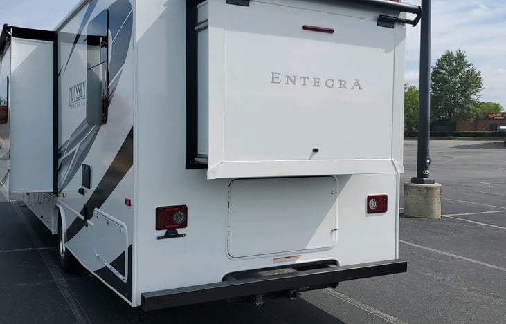 Bedroom slide-out and oversized pass-thru storage throughout rear of RV