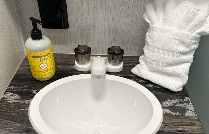 Close up view of bathroom sink view