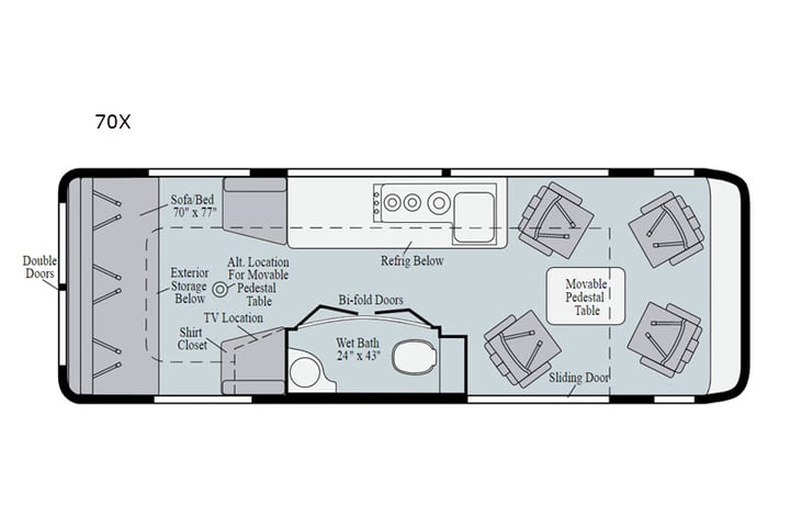 Representative floor plan provided by a trusted RVshare partner.