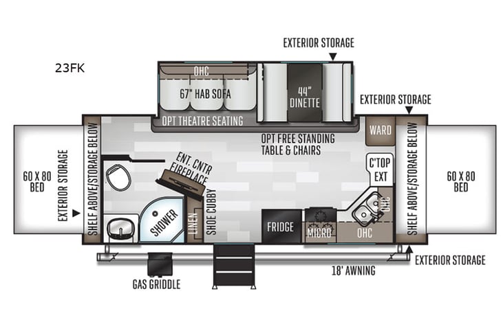 Representative floor plan provided by a trusted RVshare partner.