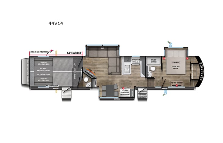 Representative floor plan provided by a trusted RVshare partner.