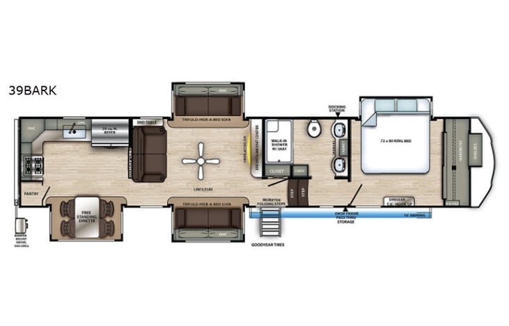 Representative floor plan provided by a trusted RVshare partner.