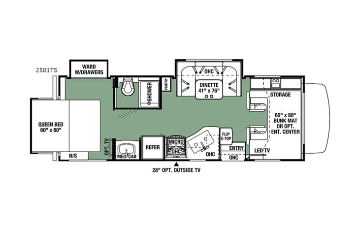 Representative floor plan provided by a trusted RVshare partner.
