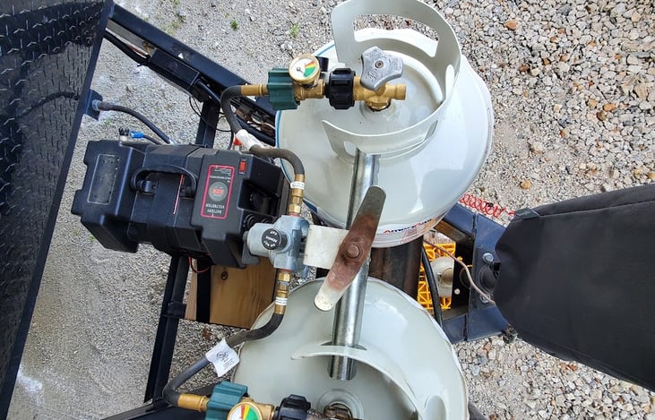 Propane Gas Tanks used to start cooling fridge while towing and for the hot water heater.