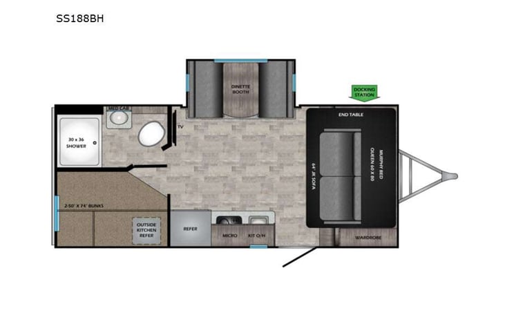 Representative floor plan provided by a trusted RVshare partner.