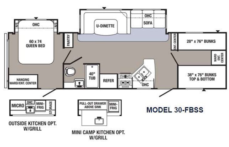 Representative floor plan provided by a trusted RVshare partner.