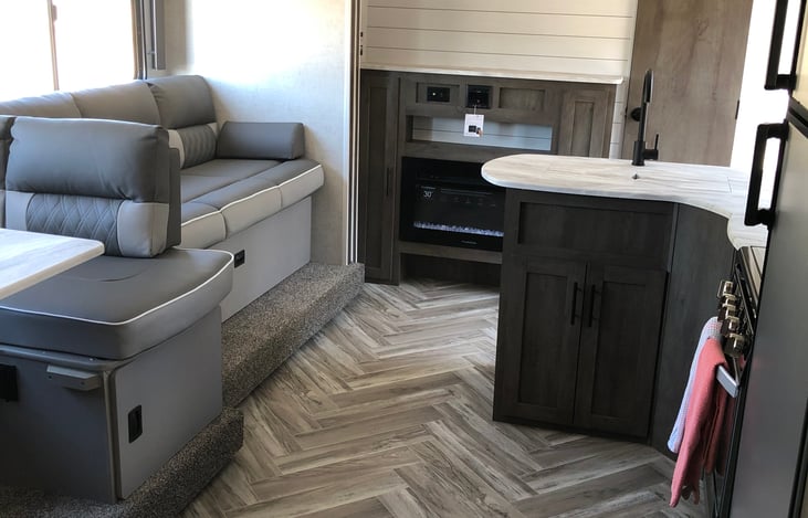 Couch makes into a bed, fireplace and kitchen