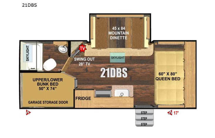 Representative floor plan provided by a trusted RVshare partner.
