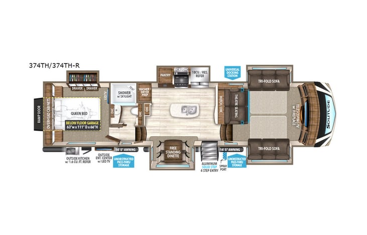 Representative floor plan provided by a trusted RVshare partner.