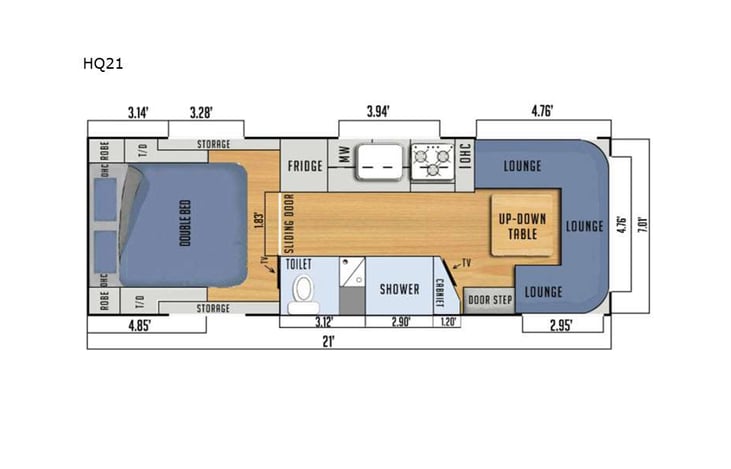 Representative floor plan provided by a trusted RVshare partner.