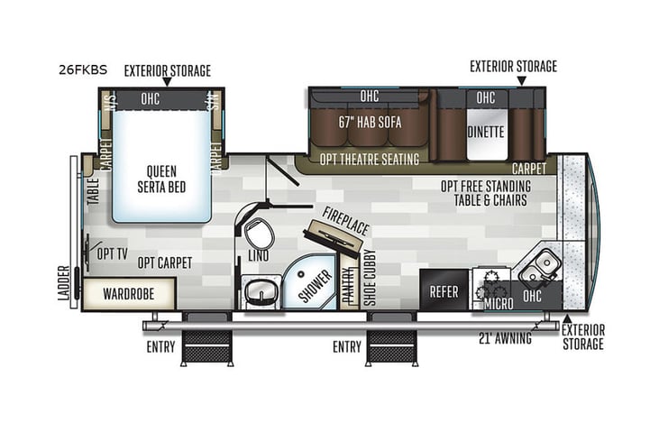 Representative floor plan provided by a trusted RVshare partner.
