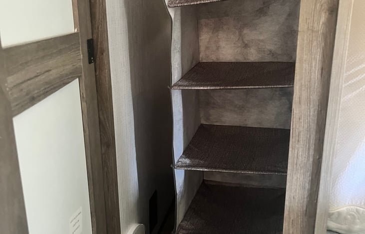 Closet space in master. One on each side of the bed.