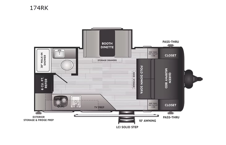 Representative floor plan provided by a trusted RVshare partner.
