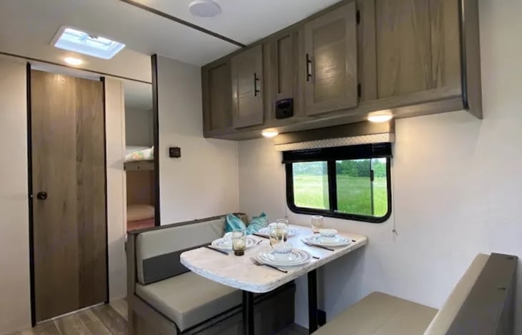 Dinette table converts to a bed