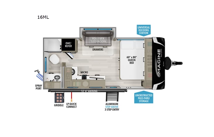 Representative floor plan provided by a trusted RVshare partner.