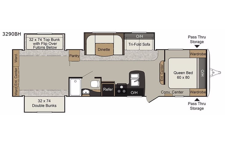 Representative floor plan provided by a trusted RVshare partner.