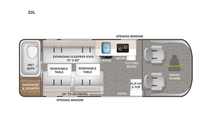 Representative floor plan provided by a trusted RVshare partner.