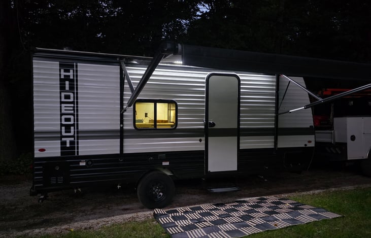 Outdoor awning lights are just enough to light your path.